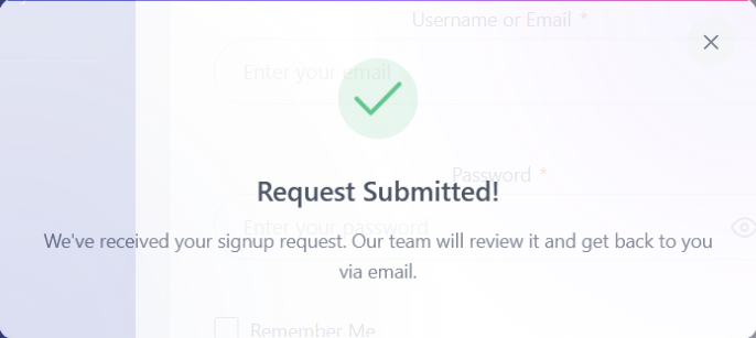 Request submitted confirmation