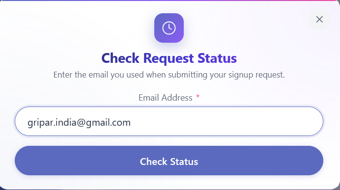 Check request status screen